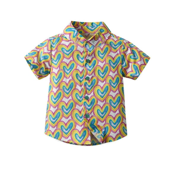 Lopecy-Sta Boy's Hawaiian Shirt Tropical Beach Casual Summer Shirt Floral Short Sleeve T Shirt Szie 1-9 Years