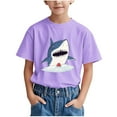 thumbnail image 1 of Lopecy-Sta Boys Short Sleeve Great White Shark PrintT-shirt Round Neck Tees Summer Daily Casual Shirt for Birthday Gift 3-4 Years, 1 of 6