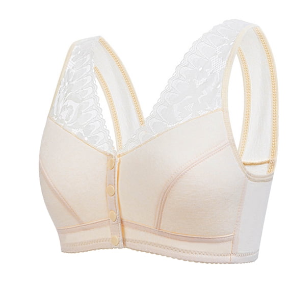 Lopecy-Sta Bras for Women Front Closure Bralette Lace Trim Full-Figure Soft Cup Wide Strap Support Post-Surgery Everyday Bra