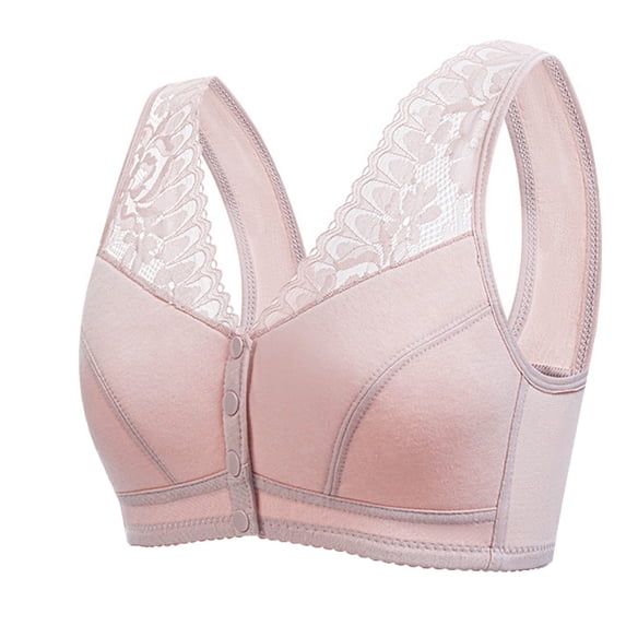 Lopecy-Sta Bras for Women Front Closure Bralette Lace Trim Full-Figure Soft Cup Wide Strap Support Post-Surgery Everyday Bra