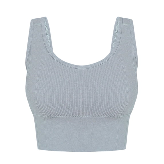 Lopecy-Sta Bras for Women Ribbed Longline Sports Bra With Removable Pads Square Neck High Support Wirefree Workout