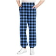 thumbnail image 1 of Lopecy-Sta ​Checkered Kids Joggers Pants with Elastic Waist - All Seasons Stretch Fabric Functional Pockets Comfort Fit for Boys Girls 2T-10Y, 1 of 6