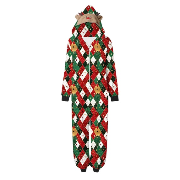 Lopecy-Sta Christmas Matching Onesie for Women Holiday Hooded Jumpsuit Sleepwear Pjs for Mommy Xmas Loungewear for Mom
