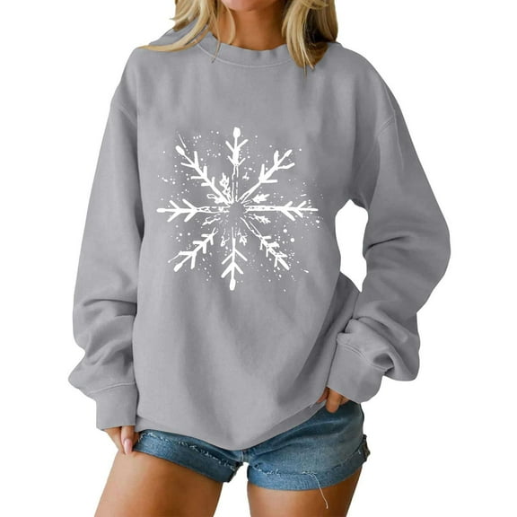 Lopecy-Sta Christmas Shirts for Women Merry Christmas Graphic Sweatshirt Christmas Crewneck Long Sleeve Xmas Holiday Pullover Tops
