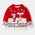 thumbnail image 1 of Lopecy-Sta Christmas Sweater for Kids Toddler Boys Girls, Ugly Christmas Knit Crewneck Long Sleeve Pullover, Festive Xmas Santa Reindeer Outfit for Winter Holiday Party Red, 1 of 9