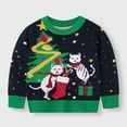 thumbnail image 1 of Lopecy-Sta Christmas Sweater for Toddler Girls (3-8Y), Kids Cute Cat & Christmas Tree Knit Crewneck Pullover, Winter Long Sleeve Xmas Knitted Top for Holiday Party Green, 1 of 7