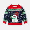 thumbnail image 1 of Lopecy-Sta Christmas Sweater for Toddler Girls (3-8Y), Kids Cute Snowman Knit Crewneck Pullover, Winter Long Sleeve Xmas Knitted Top for Holiday Party Blue, 1 of 8
