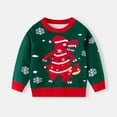 thumbnail image 1 of Lopecy-Sta Christmas Sweater for Toddler Girls (3-8Y), Kids Ugly Christmas Dinosaur Knit Crewneck Pullover, Winter Long Sleeve Xmas Knitted Top for Holiday Party Green, 1 of 9