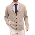thumbnail image 1 of Lopecy-Sta Fall Sweaters for Men Casual Wool Blend Long Sleeve Shawl Collar Buttons Down Cable Knit Cardigan Sweater, 1 of 9