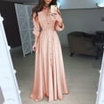 thumbnail image 1 of Lopecy-Sta Fashion Women Long Sleeve Solid Dress Buttons Party Bandage Dress Wedding Guest Dresses for Women Evening Dresses for Women Elegant Pink, 1 of 5