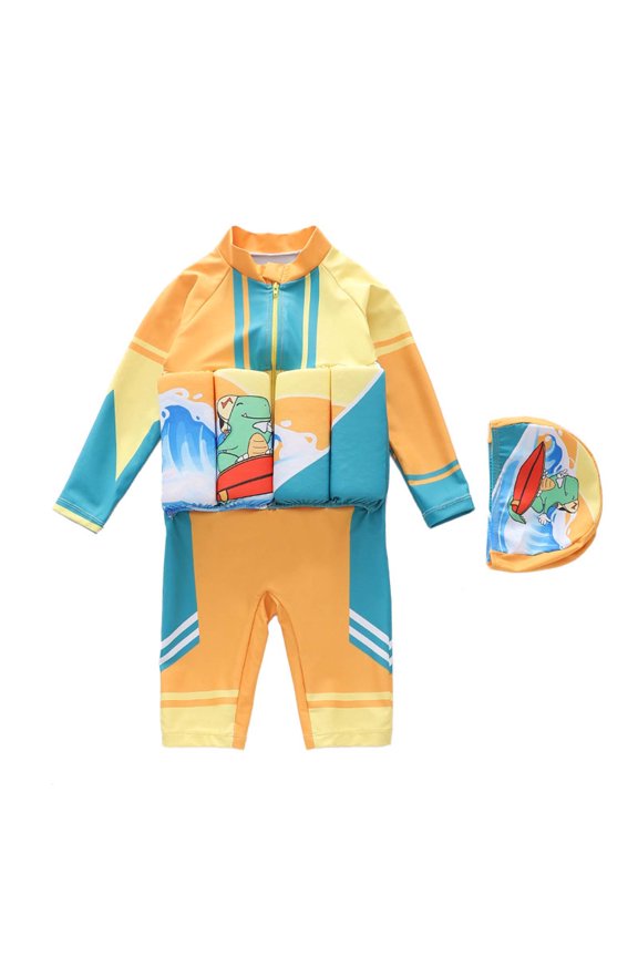 Floatie Swimsuit for Toddlers Summer Beachwear Long Sleeve One Piece Float Suit with Built-In Floats, Upf 50+ Floating Bathing Suit for Pool