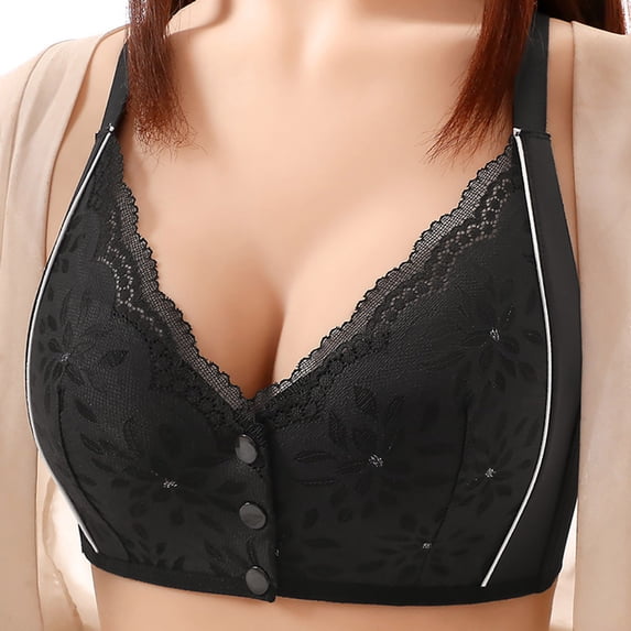 Lopecy-Sta Front Closure Lace Bra for Women, Full Coverage Wireless Supportive Minimizer Bra with Adjustable Straps, Comfortable Plus Size Lingerie