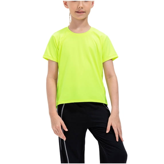 Lopecy-Sta Girls Athletic Shirts Short Sleeve Quick Dry T-Shirt Basic Tee Tops for Kids Teens Sports Activewear