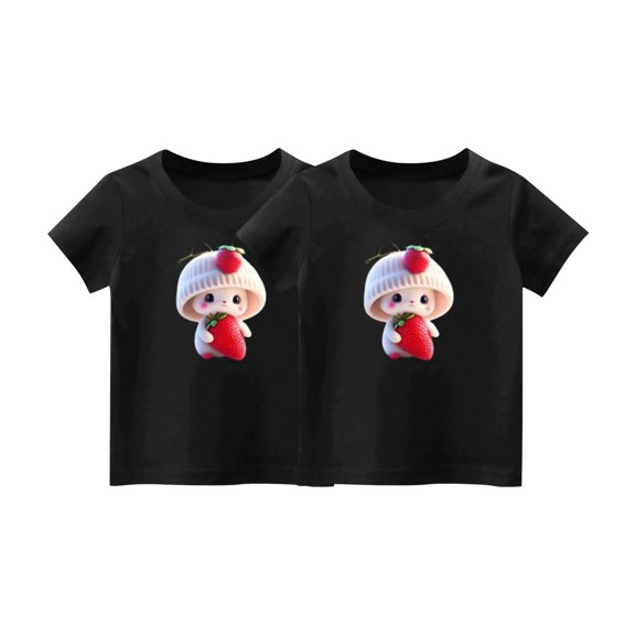 Lopecy-Sta Girls Casual Short Sleeve T Shirts Animal Print Tee Blouse Kids Loose Tunic Tops Size 2-14 Years