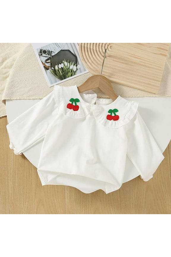 Girls' Solid Color Lace Long-Sleeve Bottoming Shirt - Soft Comfortable Spring Summer Casual Dress for Daily Wear & Party