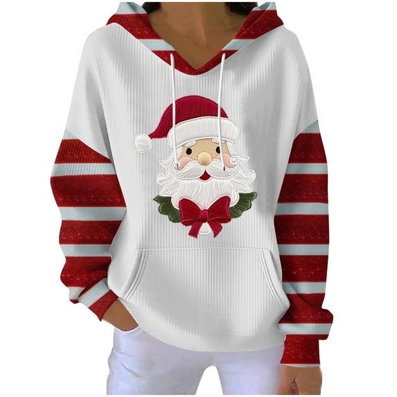 Lopecy-Sta Graphic Hoodies for Women Christmas Gift for Women Graphic Long Sleeve Round Neck Hoodies Top for Women Trendy