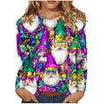 thumbnail image 1 of Lopecy-Sta Graphic Sweatshirts for Women Casual Carnival Print Round Neck Pullover Loose Long Sleeve Raglan Sleeve Plus Size Top, 1 of 5