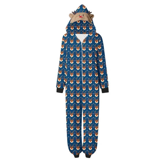 Lopecy-Sta Home Clothes Matching Family Onesie Pajamas – Holiday Hooded Jumpsuit Sleepwear Pjs for Mommy Xmas Loungewear for Women