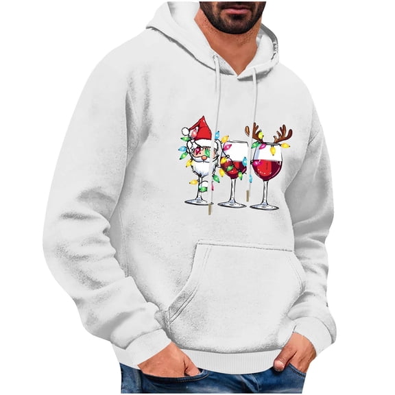Lopecy-Sta Hoodies for Men Graphic Merry Christmas Oversized Hoodies Fleece Sweatshirts Funny Chenille Patch Xmas Holiday Pullover with Pocket