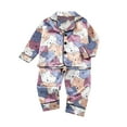 thumbnail image 1 of Lopecy-Sta Kid Boy and Girl Satin Pajamas Sets Girls Boys Button-Down Silky Pajamas Long Sleeve Top with Pants Sleepwear, 1 of 3