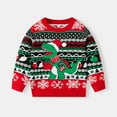 thumbnail image 1 of Lopecy-Sta Kids Christmas Sweater, Toddler Boys Girls Ugly Christmas Knit Pullover, Dinosaur Snowflake Holiday Crewneck Sweater for Children Winter Outfit Red, 1 of 9