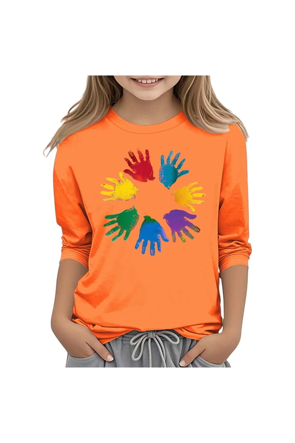 ​Kids Dreamcatcher Feather Design Long Sleeve Top Lightweight Smooth Fabric Peace Symbol Motif Comfortable Spring Autumn Casual Wear for Toddlers