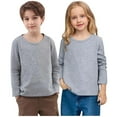 thumbnail image 1 of Lopecy-Sta Kids Essential Crew Neck Long Sleeve Top, Soft Breathable Cotton Blend Plain Design, Comfortable Standard Fit Autumn Winter Daily Wear for Toddler Playtime, 1 of 6