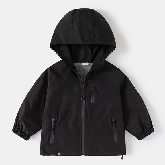 Lopecy-Sta ​Kids Hooded Lined Jacket with Zip Pockets & Elastic Cuffs - Windproof Winter Outdoor Outerwear