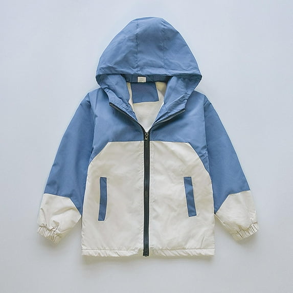 Lopecy-Sta Kids' Hooded Waterproof Windbreaker Jacket with Fleece Lining & Elastic Cuffs - Daily Outdoor Winter Wear