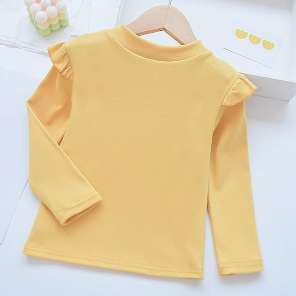 Lopecy-Sta Kids' Soft Breathable Semi High Neck Long Sleeve Pullover Top - Comfortable Casual Solid Color Shirt for Boys & Girls