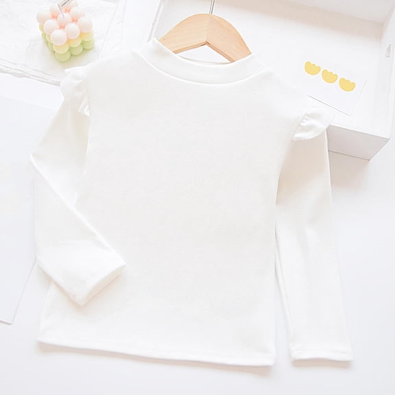 Lopecy-Sta Kids' Soft Breathable Semi High Neck Long Sleeve Pullover Top - Comfortable Casual Solid Color Shirt for Boys & Girls