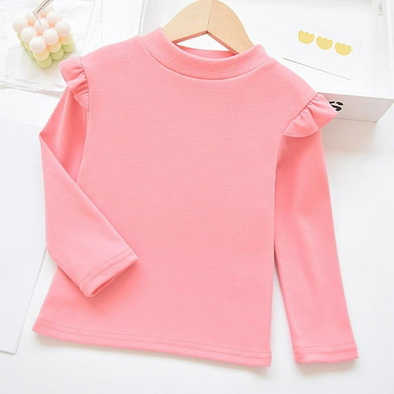 Lopecy-Sta Kids' Soft Breathable Semi High Neck Long Sleeve Pullover Top - Comfortable Casual Solid Color Shirt for Boys & Girls