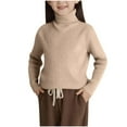 thumbnail image 1 of Lopecy-Sta Kids Turtleneck Sweater Solid Color Knit Pullover, 2-13Y Boys Girls Casual Warm Base Layer Top, Toddler to Big Kid Comfortable Autumn Winter Knitwear Beige, 1 of 6
