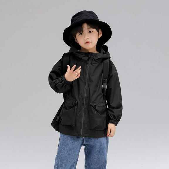 Lopecy-Sta Kids' Waterproof Winter Hooded Jacket with Zipper Pockets & Elastic Cuffs - Daily Outdoor Wear