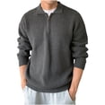 thumbnail image 1 of Lopecy-Sta Lightweight Sweaters for Men Quarter Zip Pullovers Casual Sweaters Lightweight Knit Dress Outwear Turndown Collar Sweater for Glof Work Casual, 1 of 6