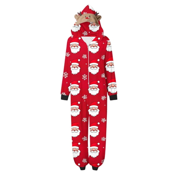 Lopecy-Sta Matching Family Christmas Onesie Pajamas – Holiday Hooded Jumpsuit Sleepwear Pjs for Mommy Xmas Loungewear for Women