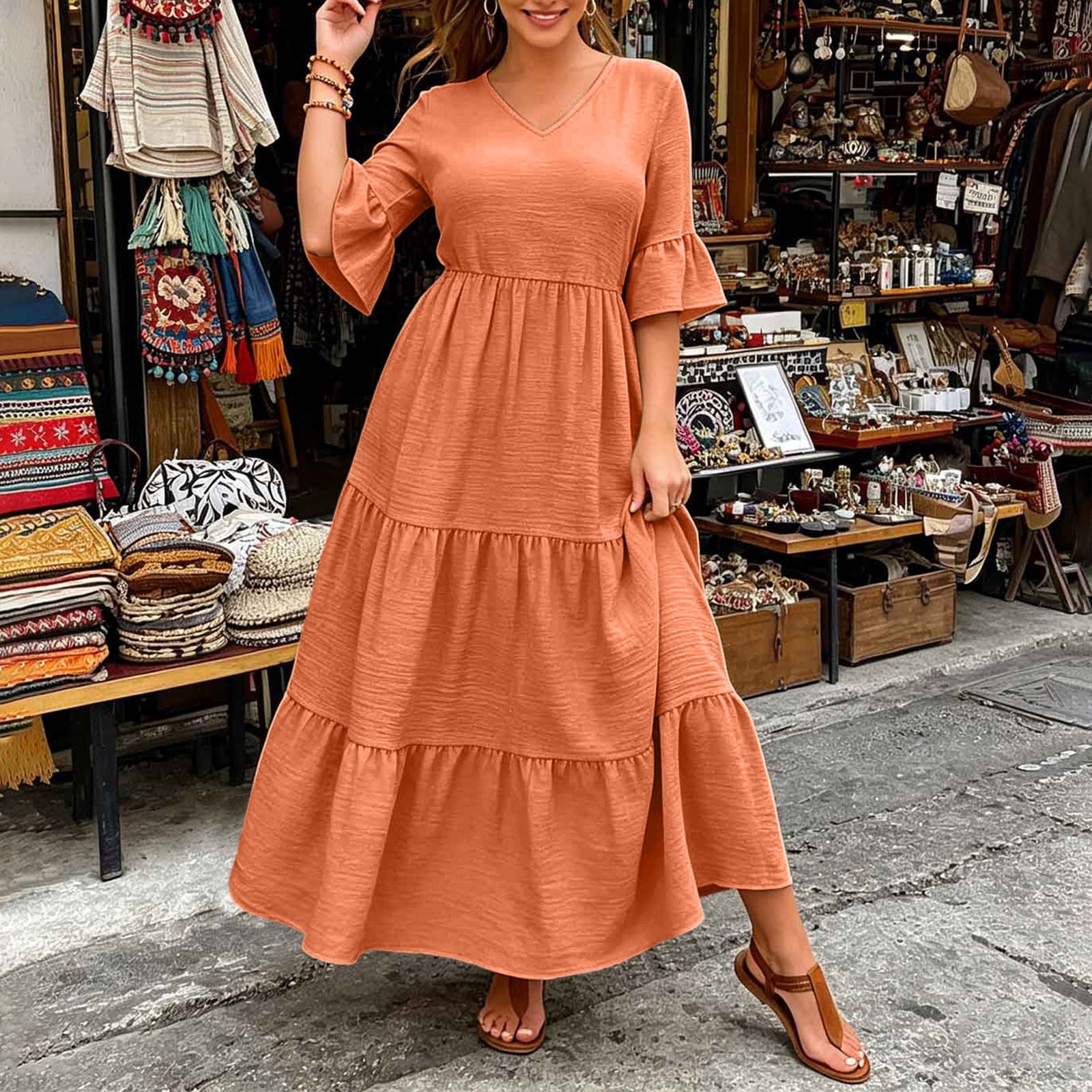 short sleeve ruffle maxi dress Short Sleeve Floral Lace Detail Ruffle Maxi Dress Yellow