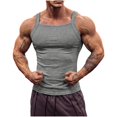 thumbnail image 1 of Lopecy-Sta Men Tank Tops Square Neck Vertical Ribbed Slim Fit Stretch Breathable Gym Bodybuilding Muscle Sleeveless Undershirts, 1 of 6
