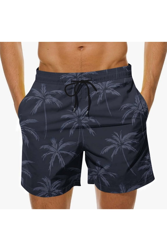 Men's Swim Trunks Hawaiian Bathing Suit Swimsuits Beach Shorts with Pockets Athletic Elastic Waist Short Pants