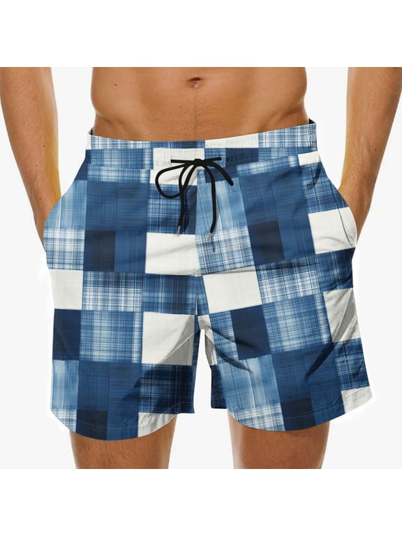Mens Swim Trunks Quick Dry Board Shorts Hawaiian Bathing Suit Swimsuits Beach Shorts with Pockets Athletic Elastic Waist Short Pants