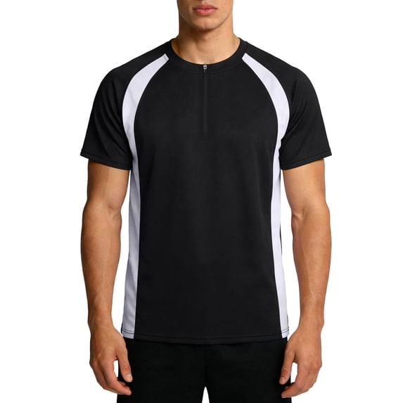 Lopecy-Sta Mens T-Shirts Raglan Short Sleeve Half Zip Athletic Tops Crew Neck Color Block Sports Shirts for Jogging Fitness Outdoor