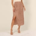 thumbnail image 1 of Lopecy-Sta Midi Skirt for Women Elastic Waist Pleated Crinkle Textured Skirt with Side Slit Casual Flowy Skirt Versatile for Daily Wear, 1 of 8