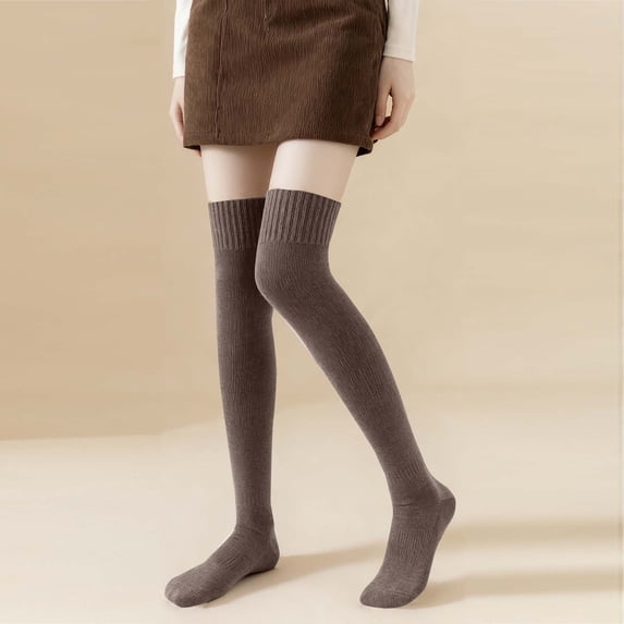 Lopecy-Sta Over-the-Knee Socks for Women, Soft Stretchy Thigh High Socks, Warm Knit Long Leg Warmers for Winter, Casual Socks for Daily Wear, School Uniform, Cosplay