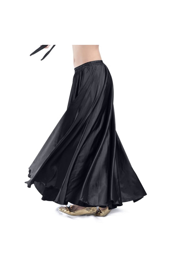 Skirt for Women Elastic Waist Satin Full Circle Flowy Maxi Swing Skirt Versatile for Belly Dance Performances and Parties