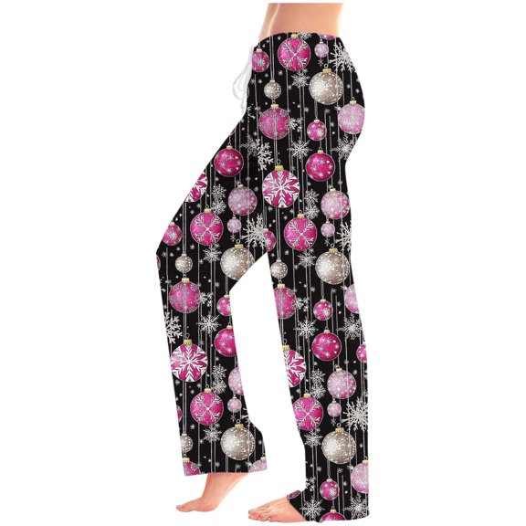 Lopecy-Sta Sleep Bottoms Women Christmas Print Comfy Lounge Pants Comfy Pajama Bottom Drawstring Elastic Waist Sleepwear Long Pajamas Pants for Women