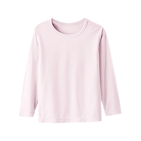 Lopecy-Sta Soft Breathable Boys Girls Long Sleeve Round Neck Solid Color T-Shirt for Spring Fall Casual Wear