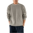 thumbnail image 1 of Lopecy-Sta Sweaters for Men Knitted Pullovers Casual Solid Luxury Sweater Vintage Loose O Neck Long Sleeve Tops Outwear for Men, 1 of 6