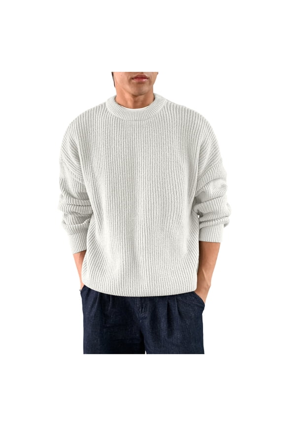 Sweaters for Men Knitted Pullovers Casual Solid Luxury Sweater Vintage Loose O Neck Long Sleeve Tops Outwear for Men