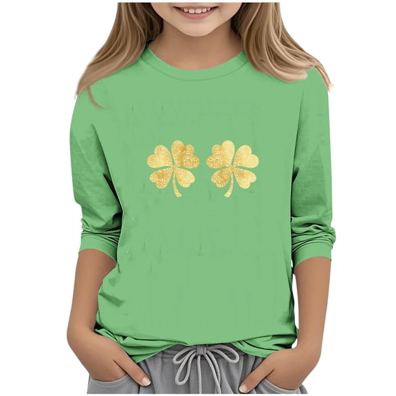 Lopecy-Sta Sweatshirts for Teen Trendy St Patrick's Day Shirt Lucky T-Shirts Shamrock Clover Irish Long Sleeve Blouse Tops