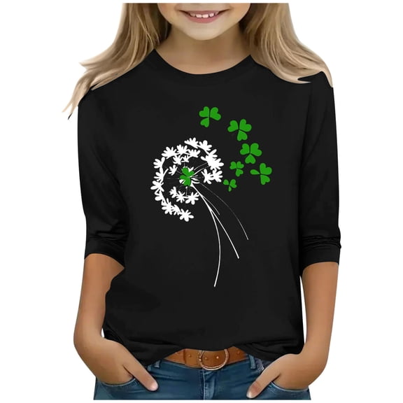 Lopecy-Sta Sweatshirts for Teen Women St Patrick's Day Shirt Lucky T-Shirts Shamrock Clover Irish Long Sleeve Blouse Tops